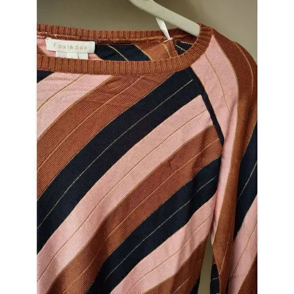NWT Revolve‎ Foxiedox Nina Striped Retro Crop Sweater Sz L - Picture 3 of 6